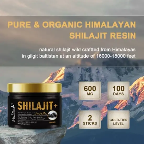 Mulittea Himalayan Pure Shilajit Resin,Support Energy,Strength & Immunity for Men & Women,60g image {3}
