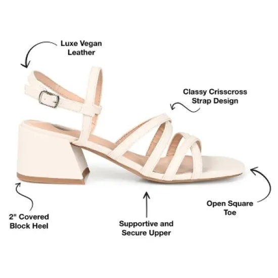 Journee Collection Womens Kempsy Open Square Toe Block Heel Sandals image {7}