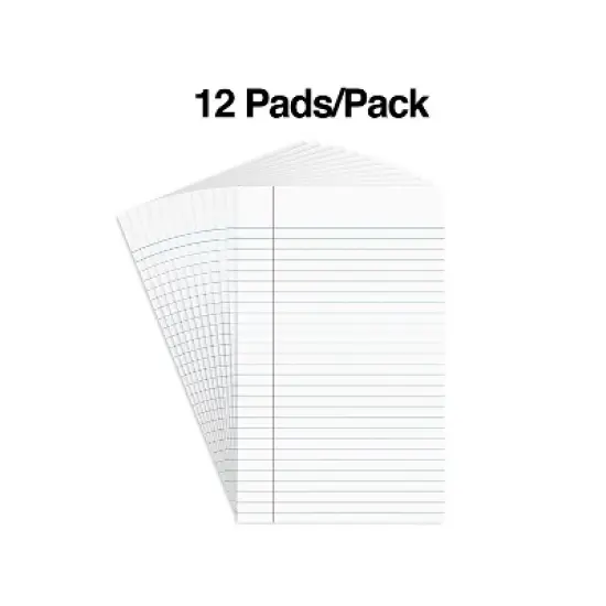 Staples Notepads 5" x 8" Narrow White 50 Sh./Pad 12 Pads/PK TR57330/18600 image {1}