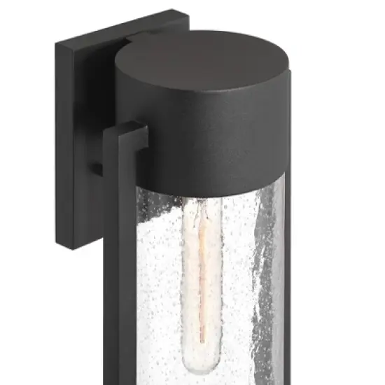 Possini Euro Design Villa Lane 18 1/2" High Modern Outdoor Wall Light Fixture Mount Porch House Exterior Weatherproof Sand Black Clear Glass Shade image {2}