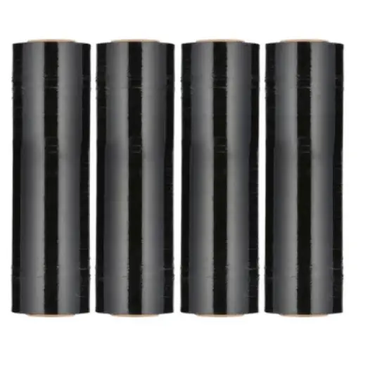 PSBM 4 Rolls Dark Black 18" x 1000 Ft. 120 Gauge Cast Hand Pallet Stretch Wrap image {9}