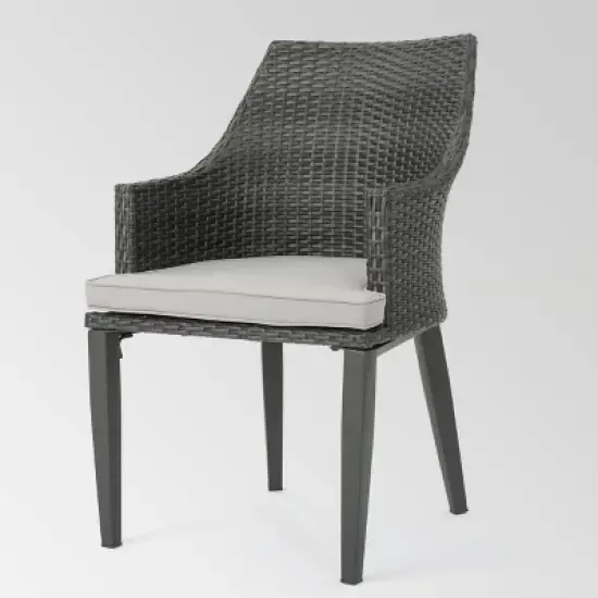 Hillhurst 4pk Wicker Dining Chairs Gray - Christopher Knight Home image {2}