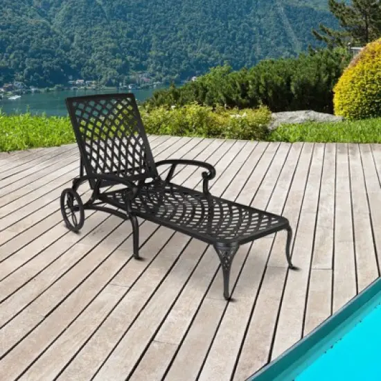 Karl Home |Black Outdoor Aluminum Chaise Lounge image {9}