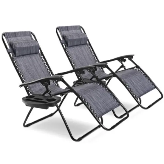 Tangkula 2PC Zero Gravity Chair Adjustable Recliners Textiliene image {14}