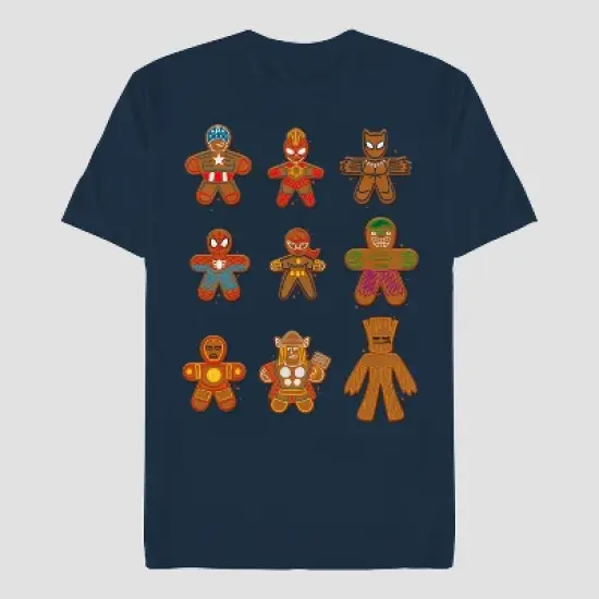 Men's Marvel Gingerbread Short Sleeve Graphic T-Shirt - Navy Blue image {2}