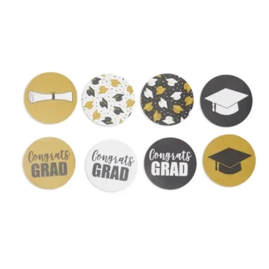 Bright Creations 1000 Count Graduation Stickers Roll, Congrats Grad Cap Decal Roll Supplies, 8 Designs, Black & Gold, 1.5 inch image {3}
