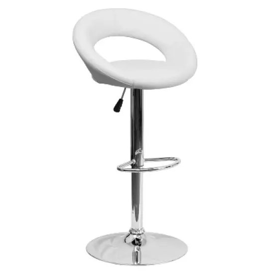 Flash Furniture Contemporary Vinyl Rounded Orbit-Style Back Adjustable Height Barstool with Chrome Base image {7}