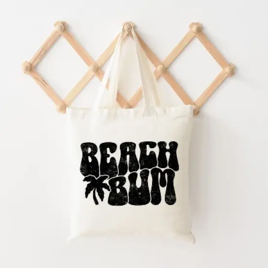 City Creek Prints Beach Bum Palm Tree Canvas Tote Bag - 15x16 - Natural image {1}