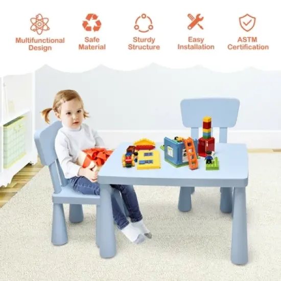 Costway Kids Table & 2 Chairs Set Toddler Activity Play Dining Study Desk Baby Gift image {5}