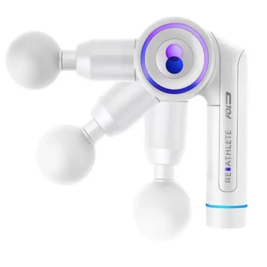 Reathlete FOLD Interchangeable Folding Percussion Massage Therapy Gun - White image {1}