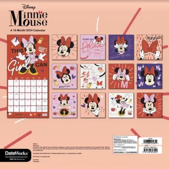 Trends International Inc. 2023-24 Wall Calendar 12"x12" Disney Minnie Mouse image {3}