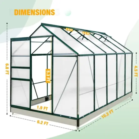 EAGLE PEAK Polycarbonate Aluminum Green House for Backyard Garden image {1}