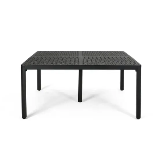 GDFStudio Dinah Outdoor Cast Aluminum Square Dining Table with Woven Accents image {1}