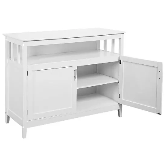 Costway Modern Kitchen Storage Cabinet Buffet Server Table 36" Sideboard Dining Wood White image {6}