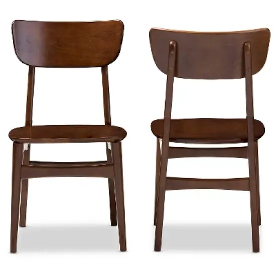 Set of 2 Netherlands Mid-century Modern Scandinavian Dining Side Chairs - Baxton Studio: Veneer Tops image {2}
