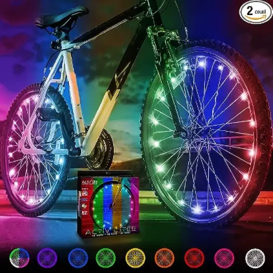 Activ Life 2-Tire Pack LED Bike Wheel Lights with Batteries Included! Get 100% Brighter and Visible from All Angles for Ultimate Safety and Style image {7}