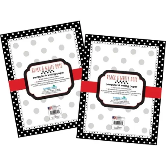 Barker Creek 2pk Printer Paper 100ct - Black & White Dot: 8.5 x 11 Inches, 60 lb, 90 Brightness, Stationery, Office Supplies image {2}