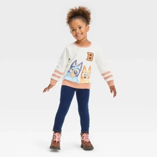 Toddler Girls' Bluey Chenille Fleece Pullover Sweatshirt - Cream image {2}