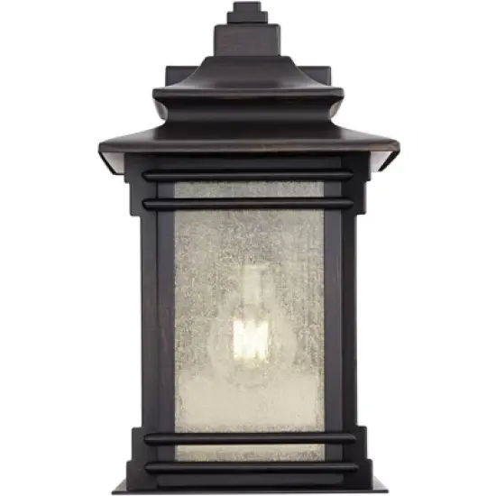 Franklin Iron Works Hickory Point Rustic Farmhouse Outdoor Wall Light Fixture Walnut Bronze 12" Frosted Cream Glass for Post Exterior Barn Deck House image {4}