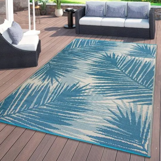 World Rug Gallery Tropical Floral Reversible Plastic Outdoor Rugs image {1}