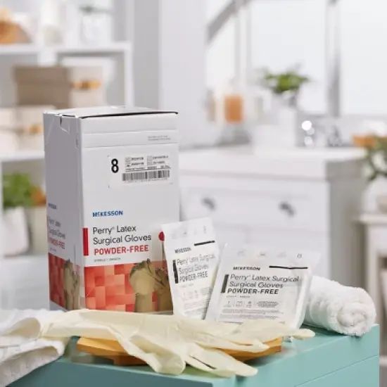 Latex McKesson Performance Perry Plus Surgical Glove Beige Sterile image {2}