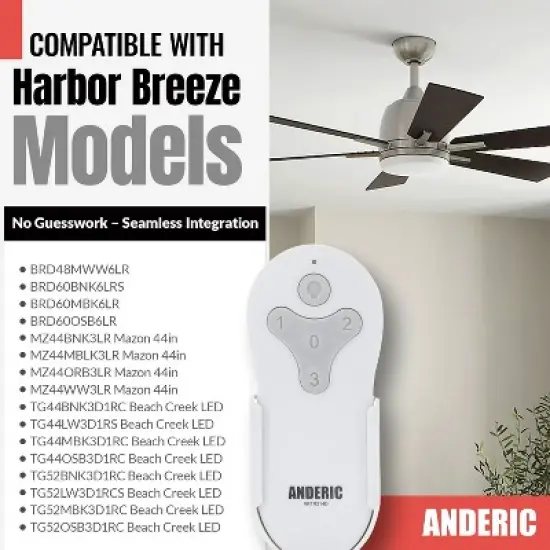 Anderic RRTR214D Replacement Ceiling Fan Remote Control for Harbor Breeze TR214D, KUJCE10311, KUJCE10712, and Others image {7}