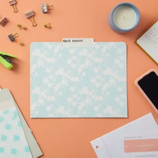 Paper Junkie 12-Pack Pastel Decorative File Folders for Women, Office, Classroom Supplies, Letter Size, 1/3 Cut Tabs, 11.5x9.5 In image {1}