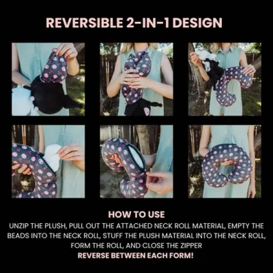 Surreal Entertainment Sanrio Kuromi Reversible Neck Roll Pillow and Plush Toy image {3}