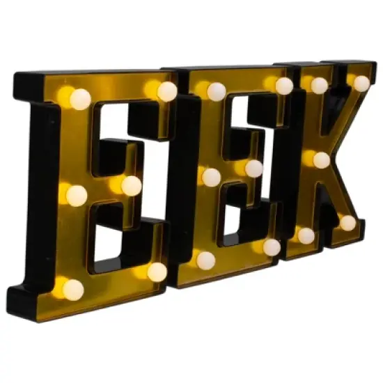 Northlight LED Lighted EEK Halloween Marquee Sign - 6.5" - Warm White Lights - Gold Finish image {2}