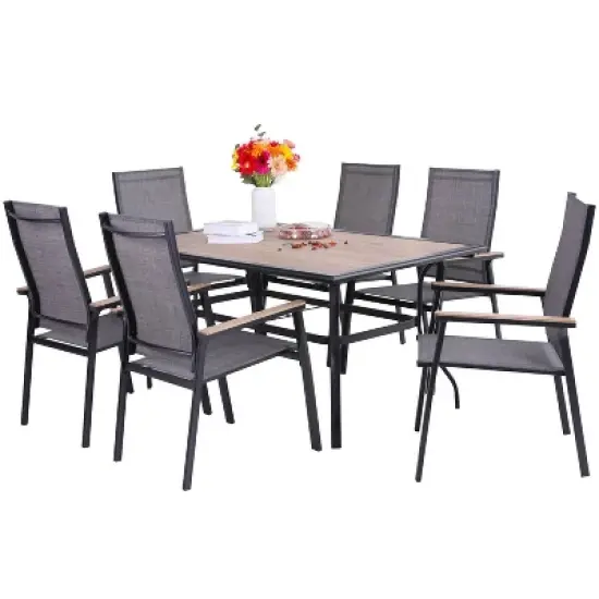 7pc Patio Set with Steel Table & Aluminum Frame Sling Chairs - Captiva Designs image {1}