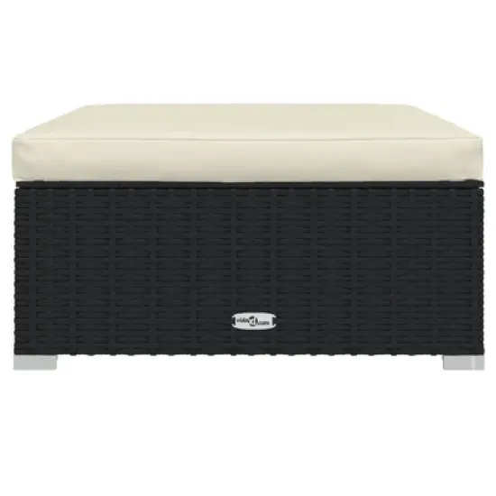 vidaXL Garden Lounge Set Black PE Rattan, Powder-Coated Steel, Plastic image {7}