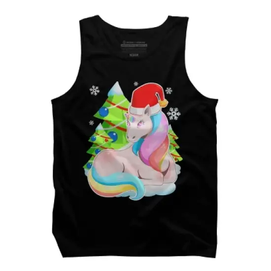 Men's Design By Humans Santa Magical Fantasy Unicorn Christmas T Shirt By thebeardstudio Tank Top image {4}
