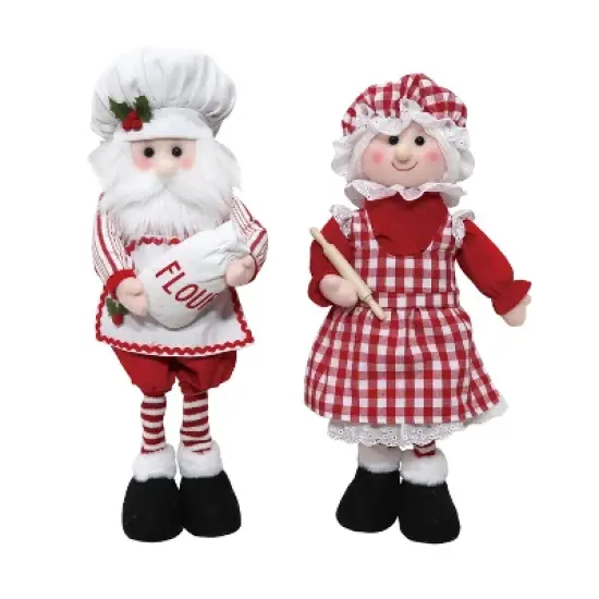 Transpac Plush Baking Santa and Mrs Claus Figurines Set for Christmas Tabletop Decor Multicolor Polyester Indoor Gifts image {1}