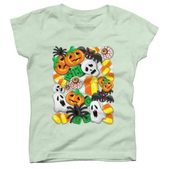 Girl's Design By Humans Halloween Spooky Candies Party By BluedarkArt T-Shirt image {4}