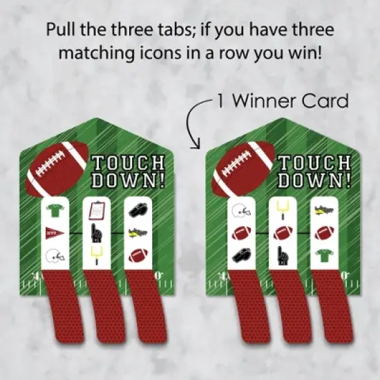 Big Dot of Happiness End Zone - Football - Baby Shower or Birthday Party Game Pickle Cards - Pull Tabs 3-in-a-Row - Set of 12 image {2}