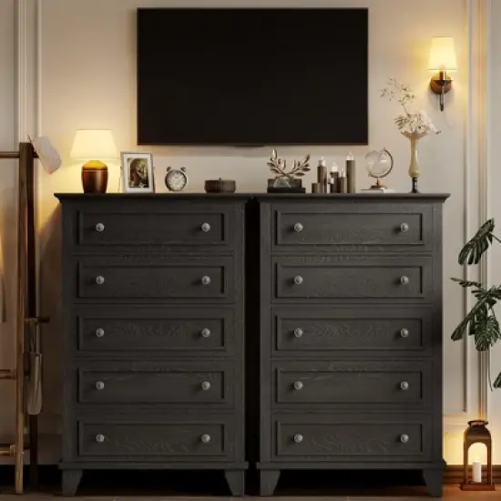 Garvee 5 Drawer Dresser for Bedroom, 48" Tall Wood Dresser & Chests of Drawers, Modern TV Stand Chest Organizer for Living Room image {2}
