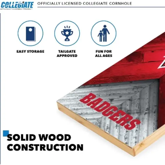 NCAA Wisconsin Badgers 2'x4' Wood Cornhole Set image {2}