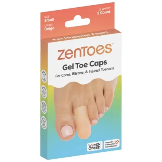 ZenToes Gel Toe Caps to Protect Toes - Beige - S - 2pk image {4}