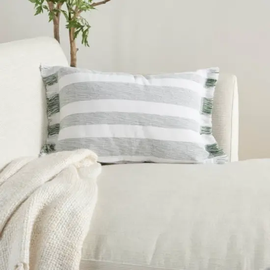 Life Styles Chambray Striped Throw Pillow - Mina Victory image {3}