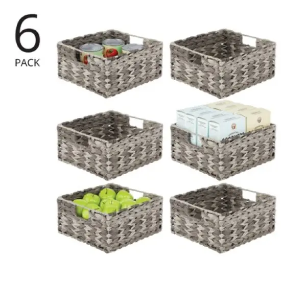 mDesign Woven Farmhouse Pantry Food Storage Bin Basket Box - 3 Pack - Gray Ombre image {1}
