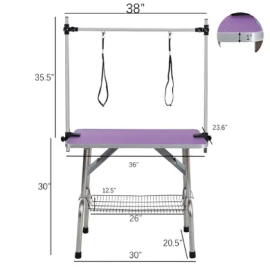 SEVOBAL Pet Grooming Tools Foldable Pet Grooming Table for Pet Large Dogs and Cats with Adjustable, Bathing Station, Purple, 38"*23.6"*65.5" image {2}