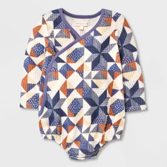 Grayson Collective Baby Patchwork Wrap Bodysuit - Cream/Violet image {8}