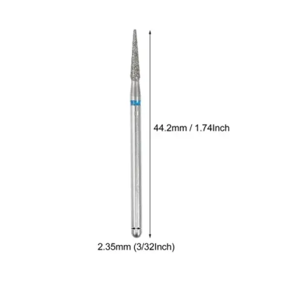 Unique Bargains Emery Nail Drill Bits Set for Acrylic Nails 3/32 Inch Nail Art Tools 44.2mm Length Blue 10Pcs image {3}