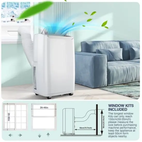 12000BTU Portable Air Conditioner, 3-in-1 Cooling/Dehumidifying/Fresh Air Modes, 550 sq. ft Coverage, 51dB Quiet Sleep Mode image {7}