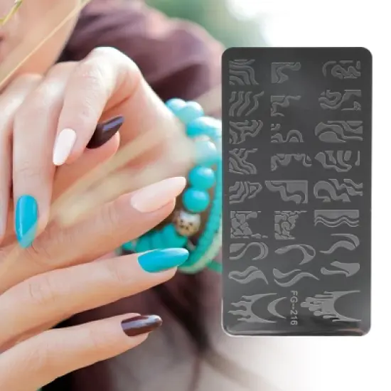 Unique Bargains Colorful Nail Art Stamp FG-216 Silver Tone 1 Pc image {4}