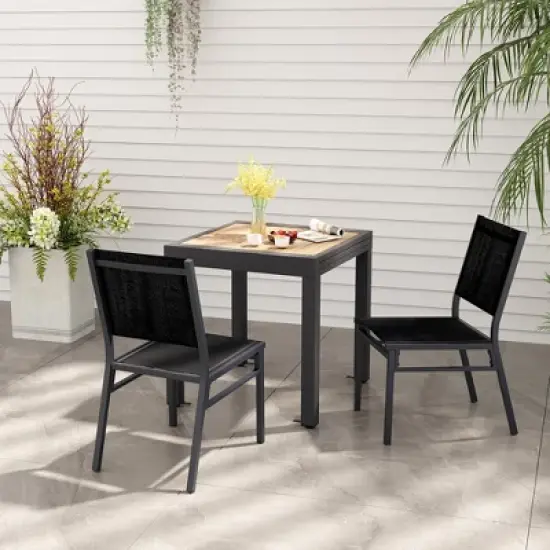 Tangkula Outdoor Dining Chairs w/ Breathable Seat Backrest Heavy-Duty Aluminum Frame image {1}