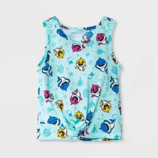 Toddler Girls' 4pc Baby Shark Top and Bottom Set - Blue image {3}