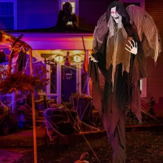 Costway 8.2 ft Halloween Standing Witch Voice Activated Animatronic Ghost with Lighted Eyes image {4}