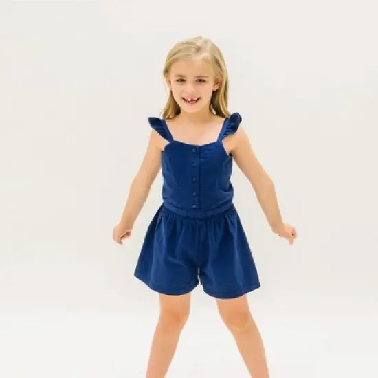 Hope & Henry Girls' Flutter Button Front Romper, Kids image {1}