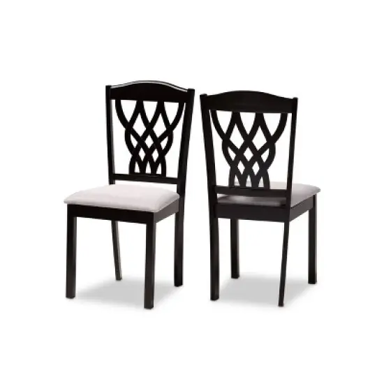 2pc Delilah Fabric Upholstered and Wood Dining Chairs - Baxton Studio image {7}